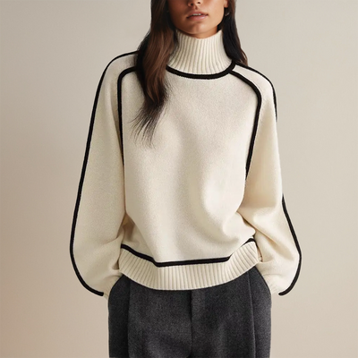 INES™ – Elegancki Golf z Kontrastowymi Lamówkami