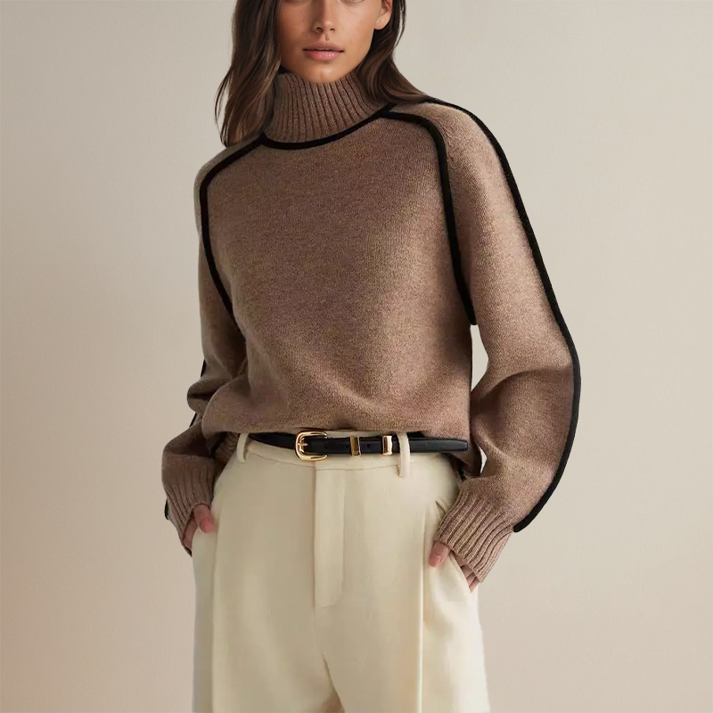 INES™ – Elegancki Golf z Kontrastowymi Lamówkami