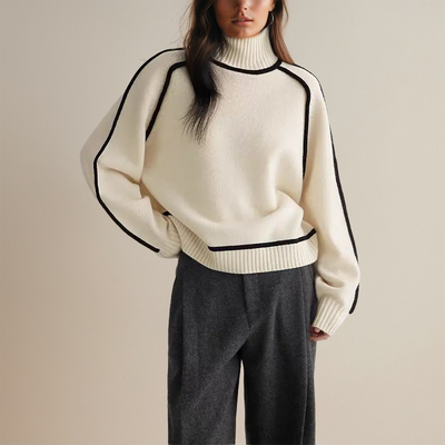 INES™ – Elegancki Golf z Kontrastowymi Lamówkami